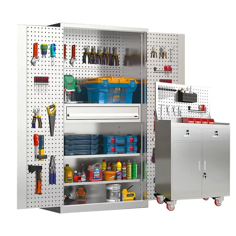 Workshop Tools Storage - ตู้เก็บเครื่องมือสแตนเลส 304 แบบปรับแต่งได้ โต๊ะทำงานโลหะขนาดใหญ่สำหรับจัดเก็บเครื่องมืออย่างมีประสิทธิภาพในโรงงาน