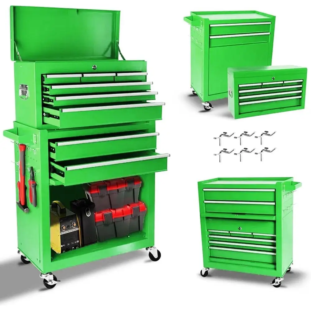 Tools Use In Workshop - ตู้เก็บเครื่องมือแบบเคลื่อนที่ 8 ลิ้นชัก พร้อมตู้แยกส่วนได้ ล็อคได้ ผลิตจากโลหะ