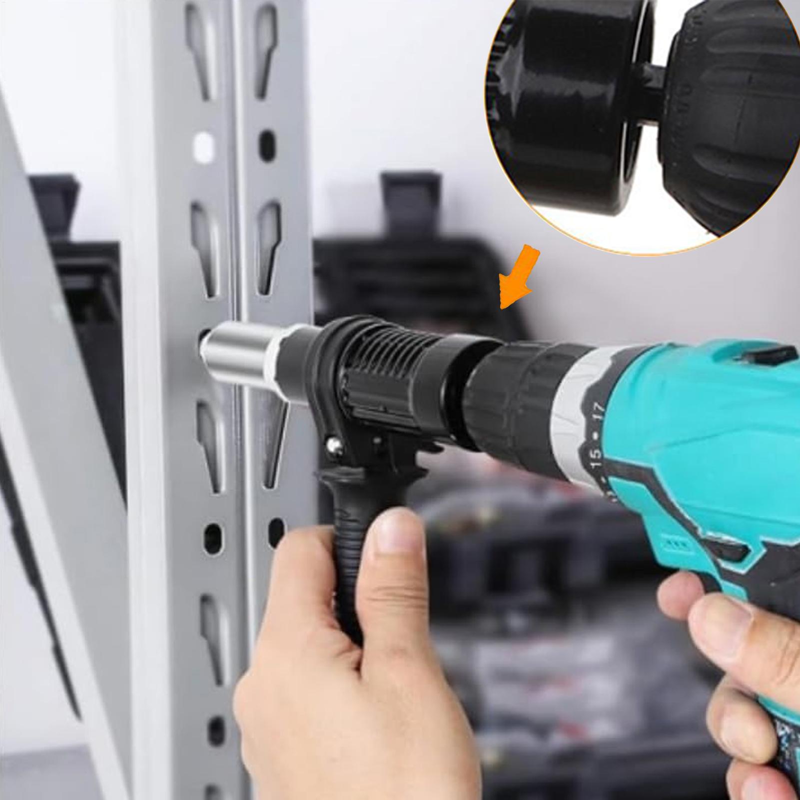 Power Tools In Workshop - อะแดปเตอร์หมุดย้ําสําหรับเจาะเครื่องมือเจาะไฟฟ้าตามหลักสรีรศาสตร์จับชุดอะแดปเตอร์หมุดย้ําสําหรับอุตสาหกรรมโรงรถซ่อมการประชุมเชิงปฏิบัติการบํารุงรักษา