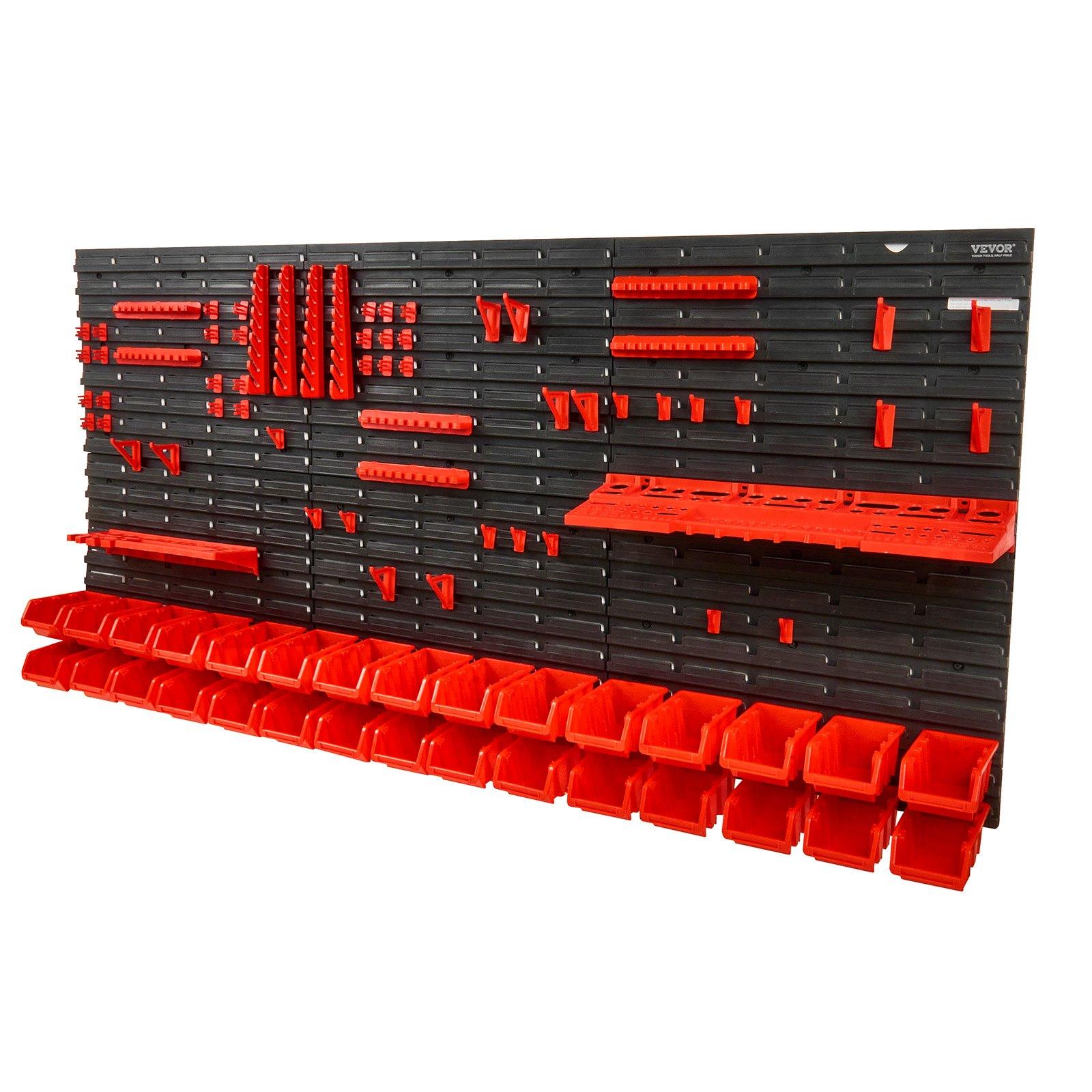 Workshop Tools Storage - ชั้นวางของติดผนังแบบ 30 ช่องสำหรับจัดเก็บชิ้นส่วนพลาสติก พร้อมแผงเก็บของ ที่แขวนเครื่องมือ ตะขอ