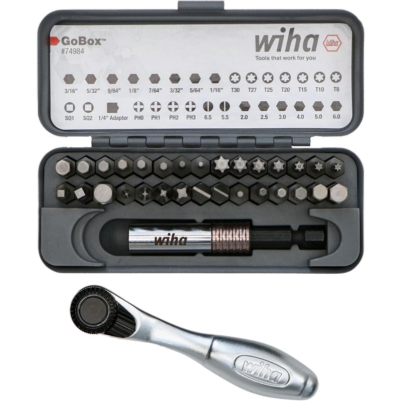 Tools Vn - WIHA 74984 ชุดดอกสว่านโกบ็อกซ์ประแจวงล้อขนาดเล็กอเนกประสงค์ 32 ชิ้นชุดเครื่องมือช่างบำรุงรักษา