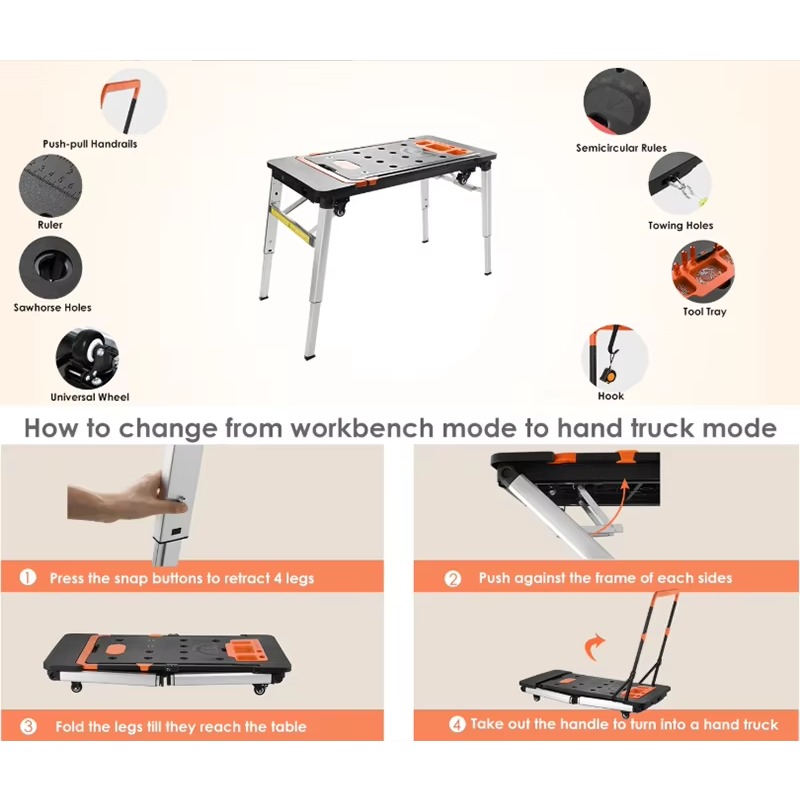 รถเข็นอเนกประสงค์พับได้ 7-in-1 - Workbench Portable Fold บทวิจารณ์และราคา
